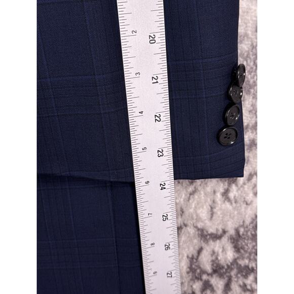 Hickey Freeman Blazer 48 R Mens Blue Plaid Wool Full Canvas Sport Coat Jacket - Picture 6 of 11